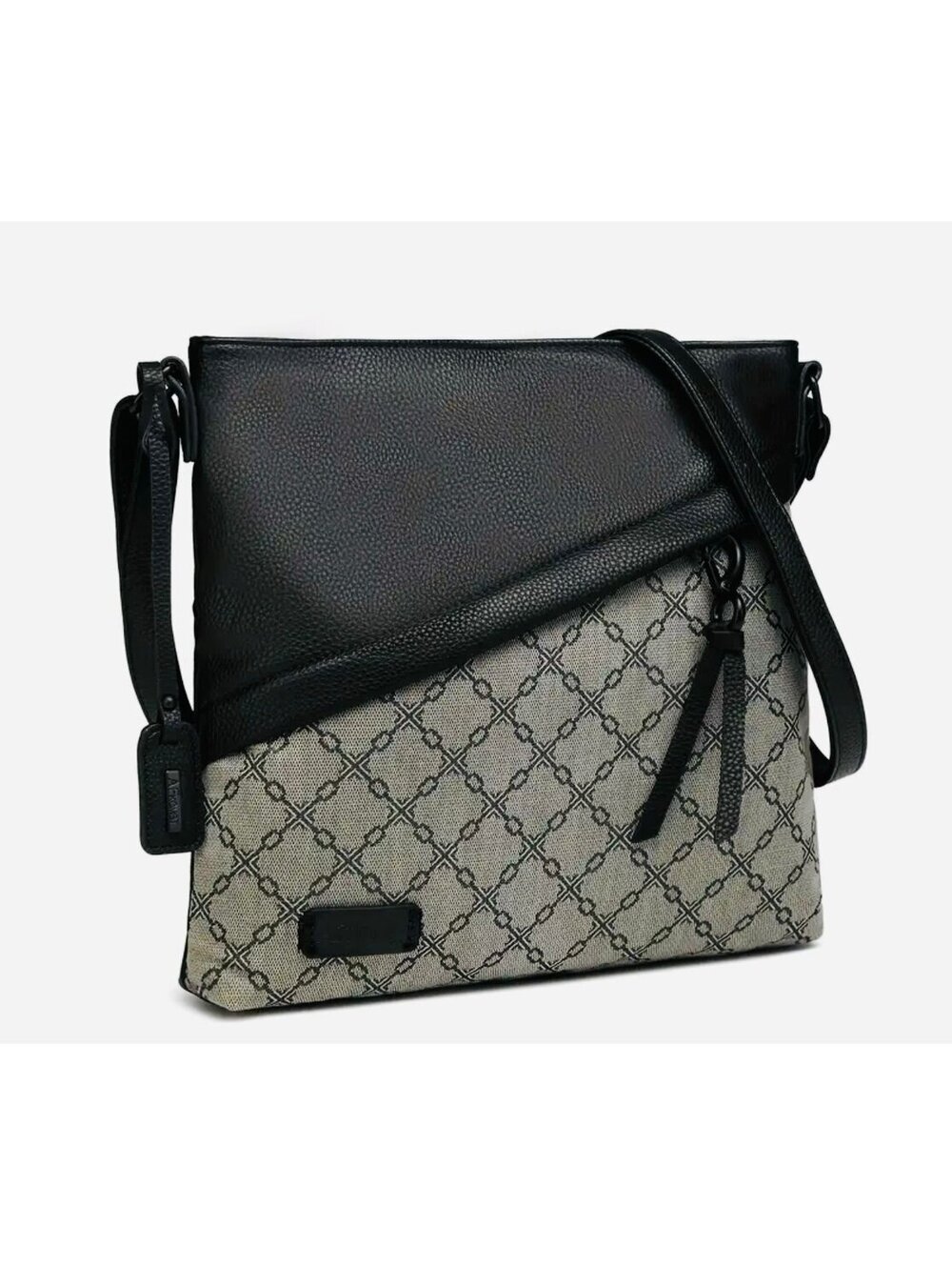 New - Trendy - Retro Style - Faux Leather Black Plaid Crossbody /Shoulder Bag
